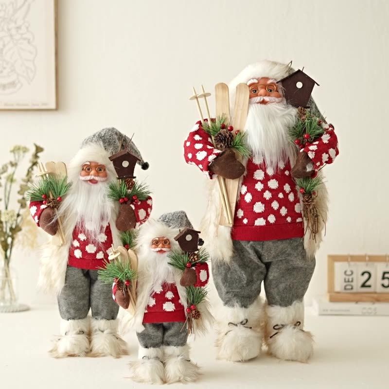 Christmas,Plush Standing Santa - Red Spotted Sweater